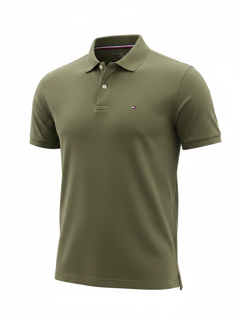 Tommy Hilfiger Olive Green Polo Shirt Mens Large L Classic Knit